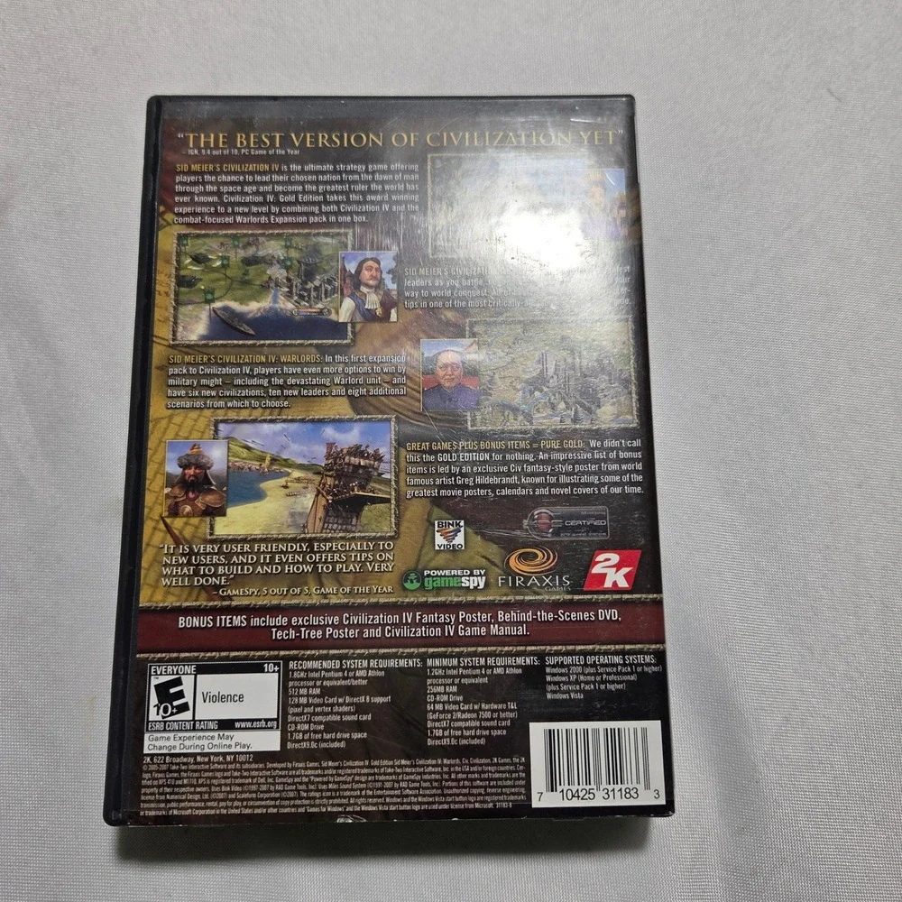 Sid Meiers Civilization IV‎ 4 Gold Edition PC Games for Windows 2007 2K Firaxis